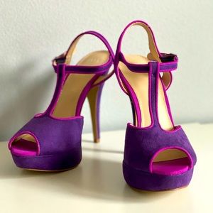 Elle faux suede peep toe heels